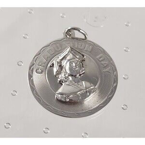 1980s Graduation Day Sterling Silver Charm Elco Engravable 3D Girl 5.27g